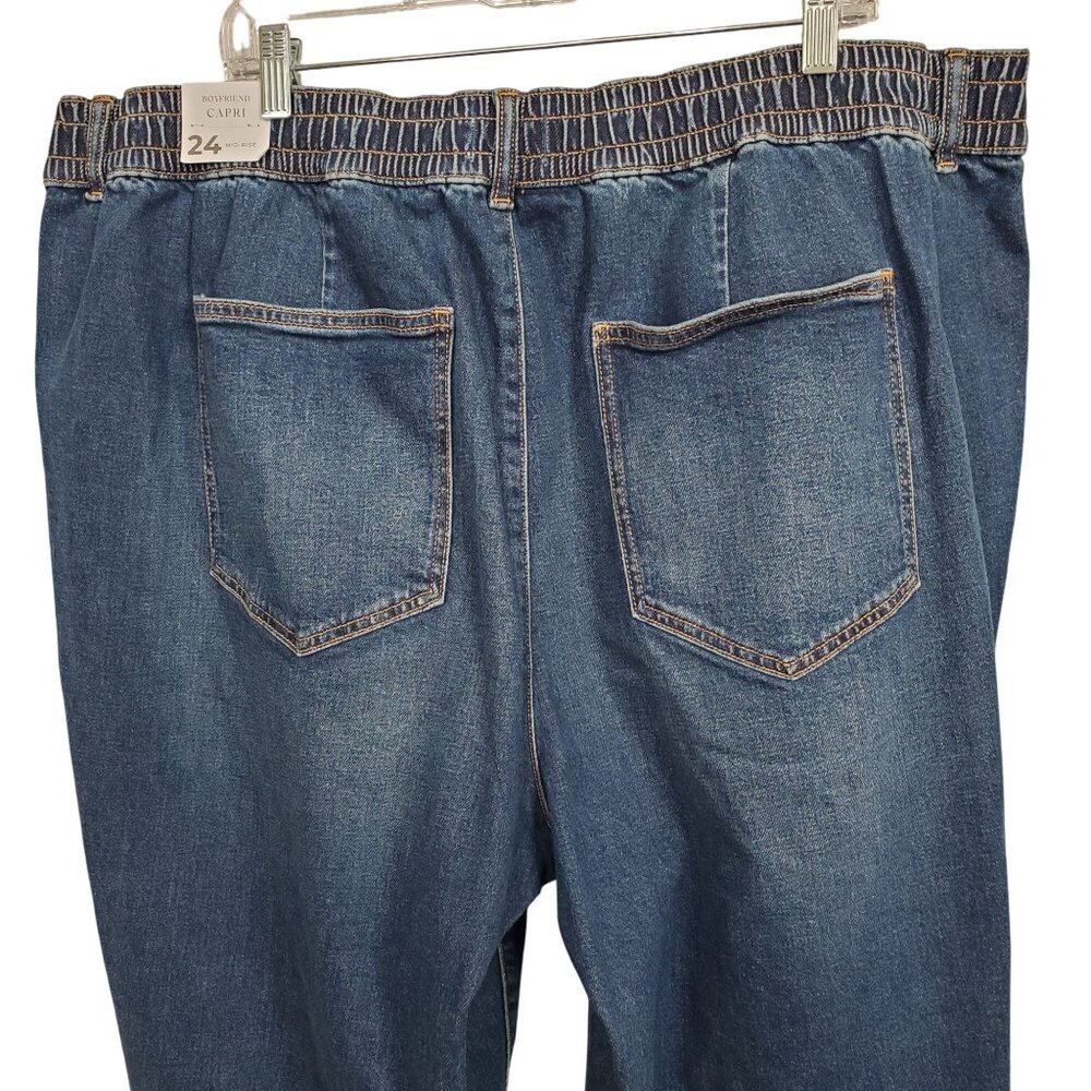 Lane Bryant Sz 24 Jeans Capris Mid Rise Boyfriend Denim Stretch Casual Pants NEW - Picture 7 of 14